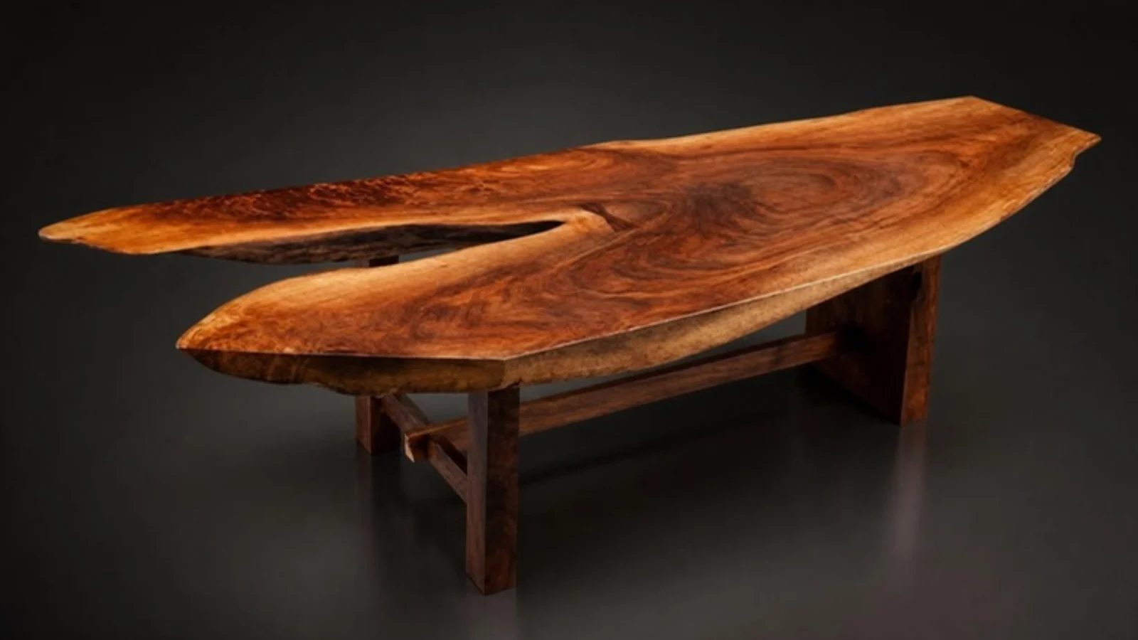 Live-Edge Walnut Bench in Black walnut