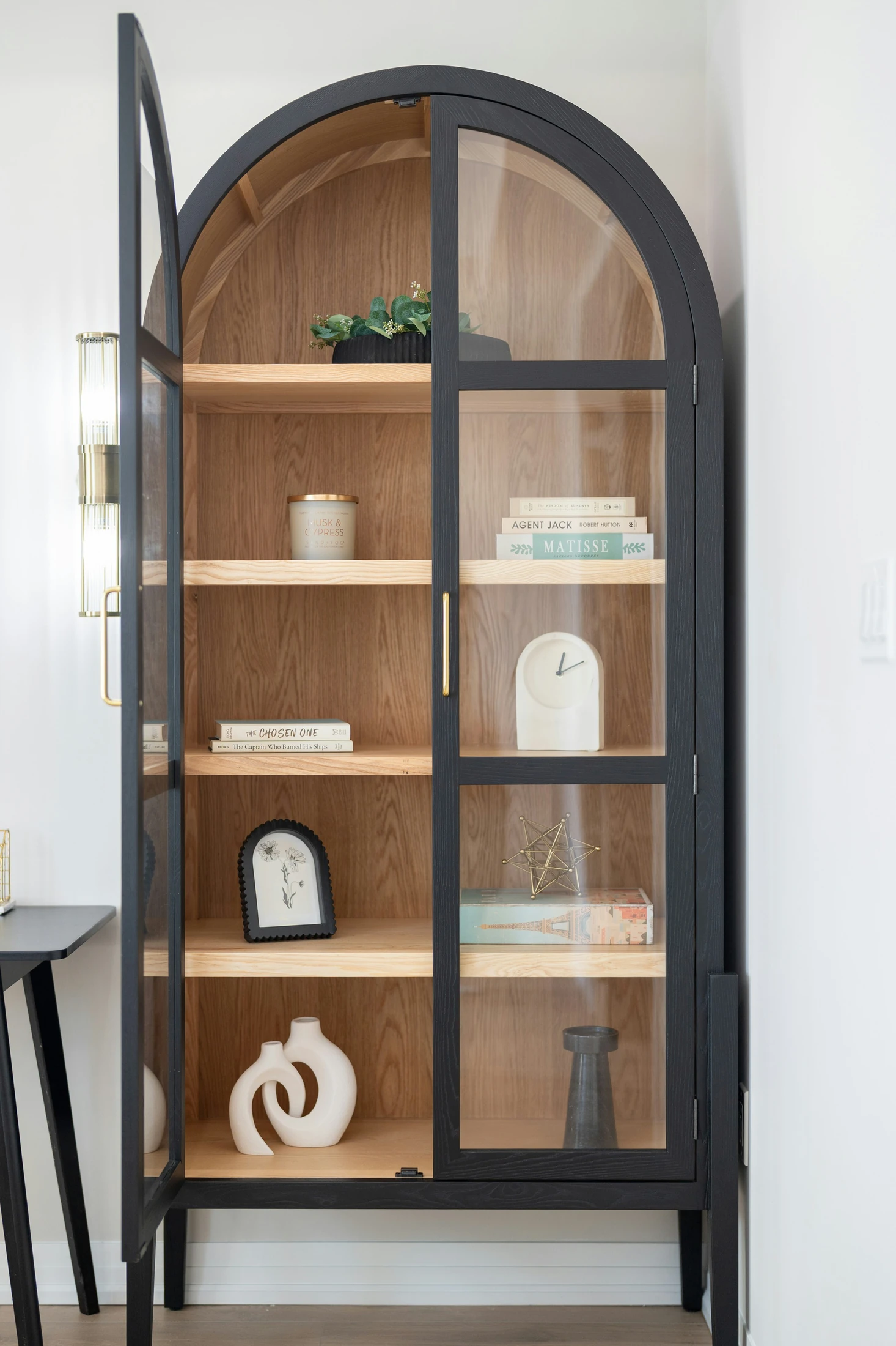 Glass Front Cabinet in Black walnut