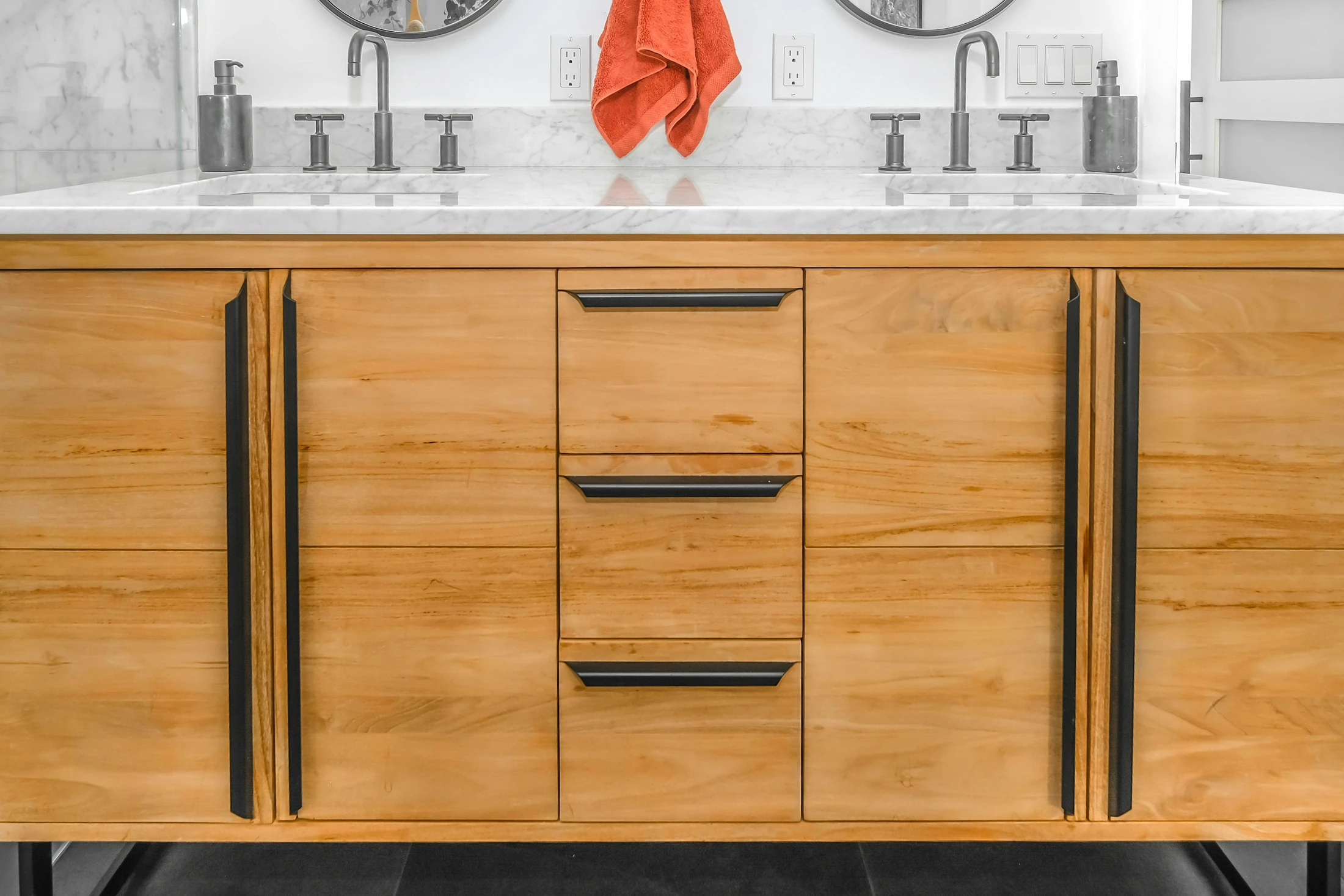 Timber & Stone Vanity in Walnut and stone