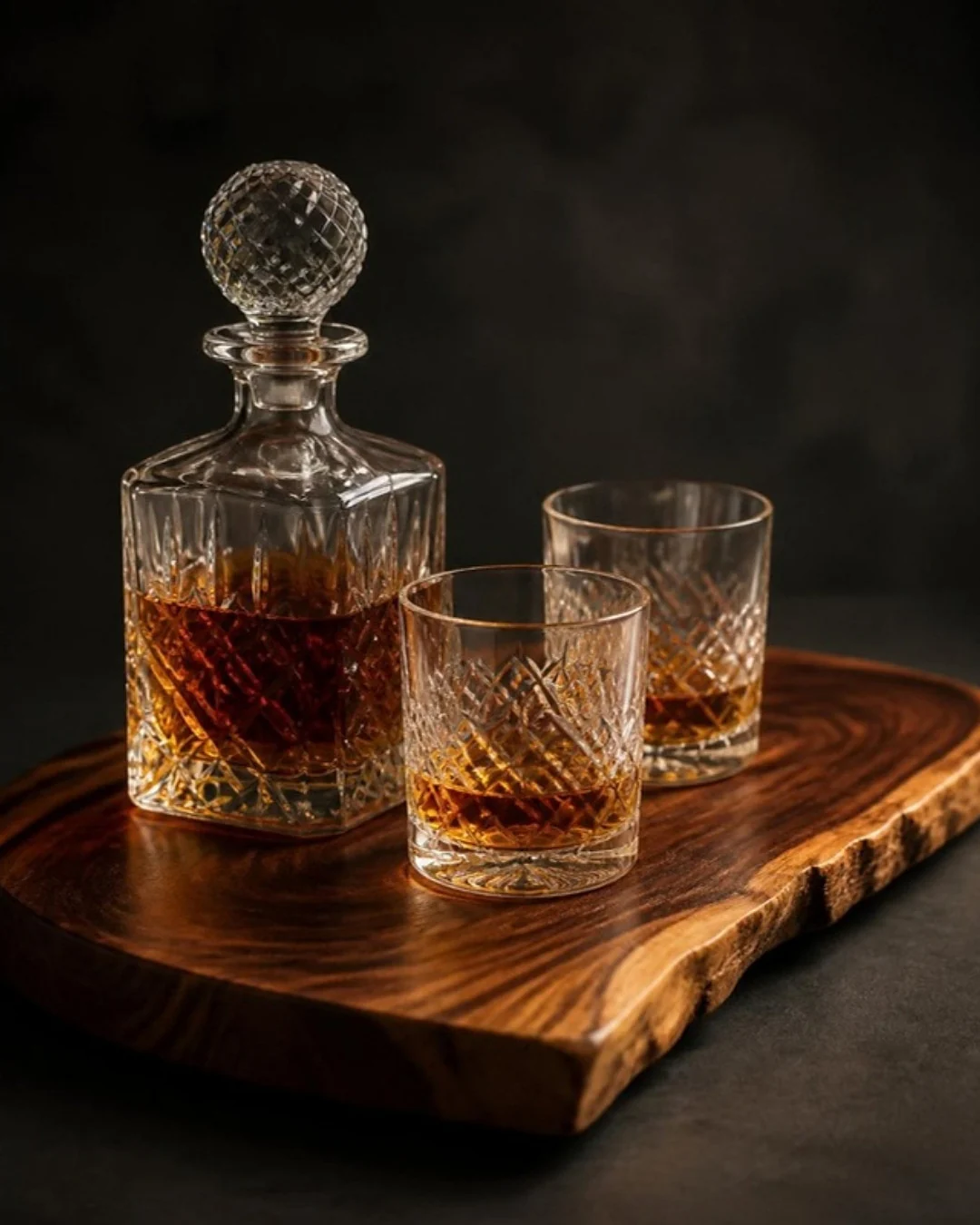 Decanter & Tumbler Tray in Black walnut