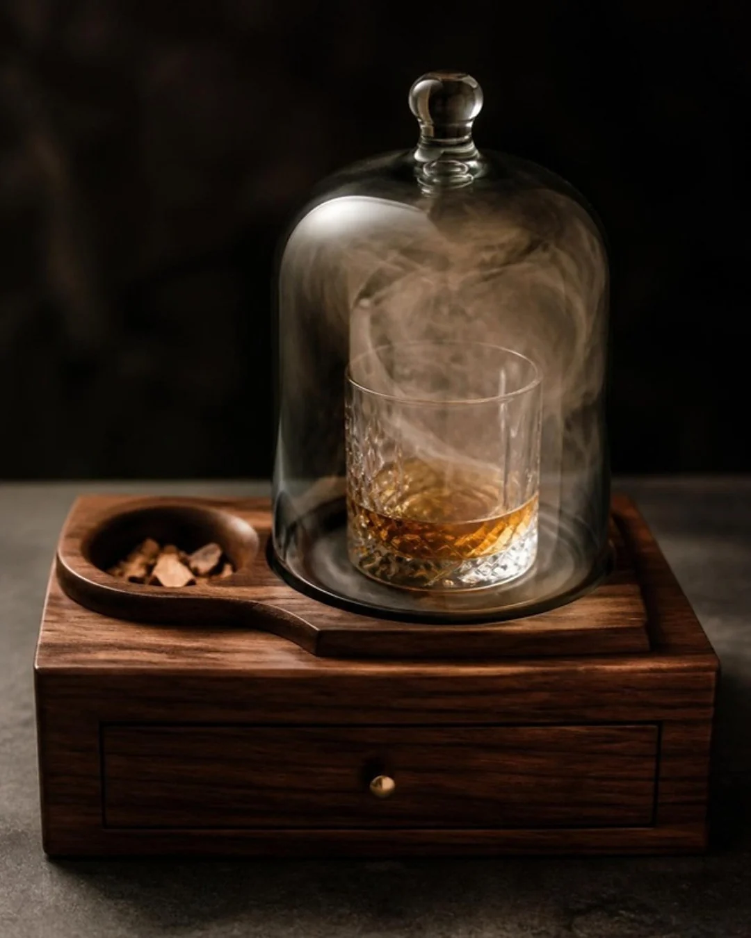 Cocktail Smoker Box in Black walnut