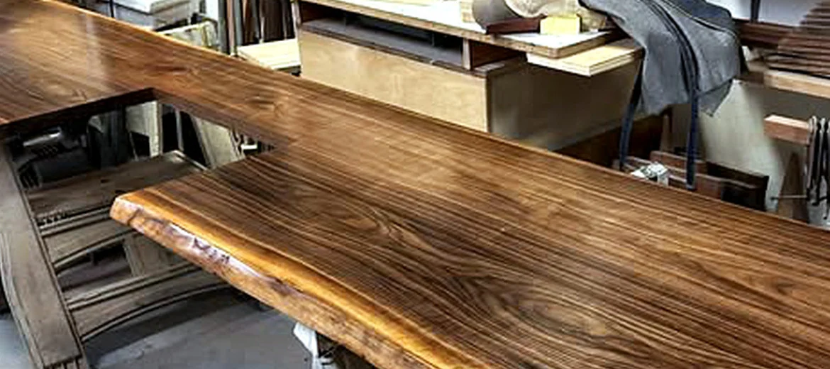 Walnut and maple, close